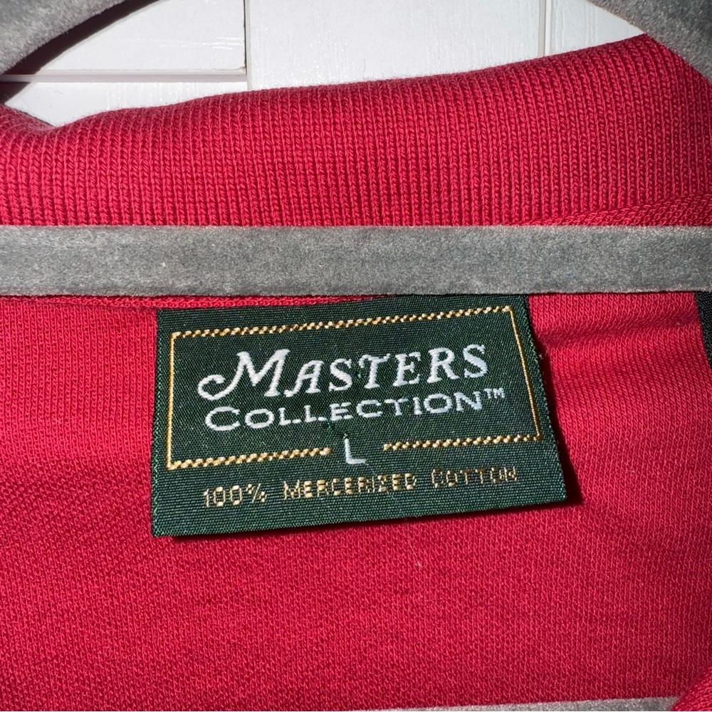 Masters Collection Men’s Polo Shirt L Red 100% Merc. Cotton Golf Masters Logo - Picture 2 of 5